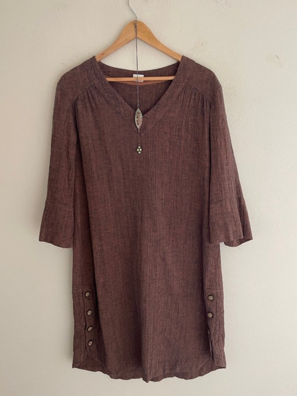 POETRY Brown Linen Dress with Button Detailing is New w/o Tags! Size 8